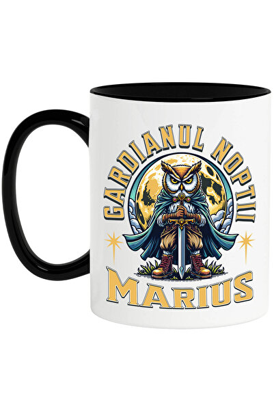 StoryGift Romania Cana cu Bufnita Cavaler In Noapte Pelerina Si sabie Luna Pl...