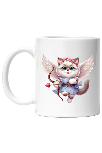 StoryGift Romania Cana cu o pisicuta blanoasa Cupidon, ilustratie, trage cu a...