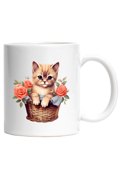 StoryGift Romania Cana cu o pisicuta timida care sta intr-un cosulet | flori ...