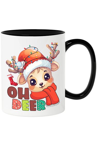 StoryGift Romania Mug with cheerful reindeer with the message "Oh, deer", Merry Christmas, illustration, winter, miss, With, STG