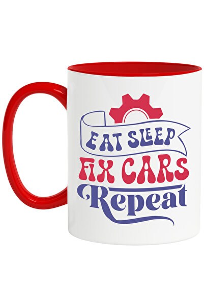 StoryGift Romania Cana cu textul "Eat sleep, fix cars, repeat" - mananca somn...