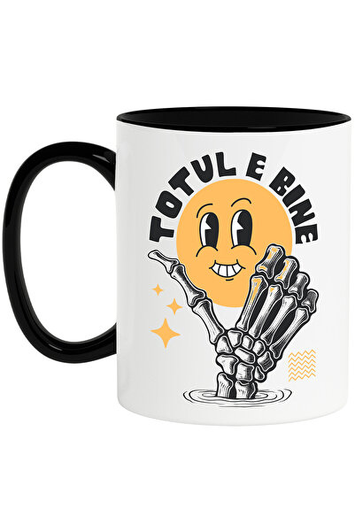 StoryGift Romania Cana cu Smiley Face Vesel Mana Umana Schelete Text Totul E ...