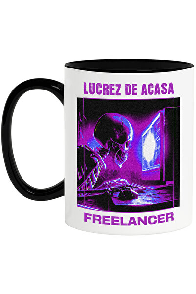 StoryGift Romania Cana schelete cu computer lucrez de acasa freelancer, 330ml...