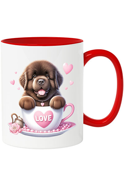 StoryGift Romania Cana cu un catel maro blanos | ilustratie | inimi | sta int...