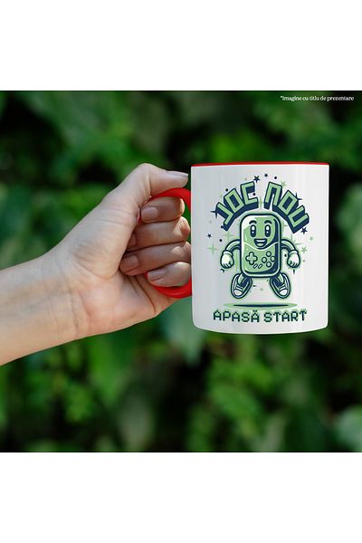 StoryGift Romania New Game Smiling Video Game Controller Mug. Press Start, 330ml, Ceramic with Red Handle, With M,STG.