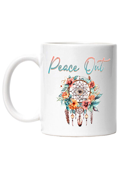 StoryGift Romania Cana cu mesajul "Peace out", stilul hippie, cultura, ilustr...