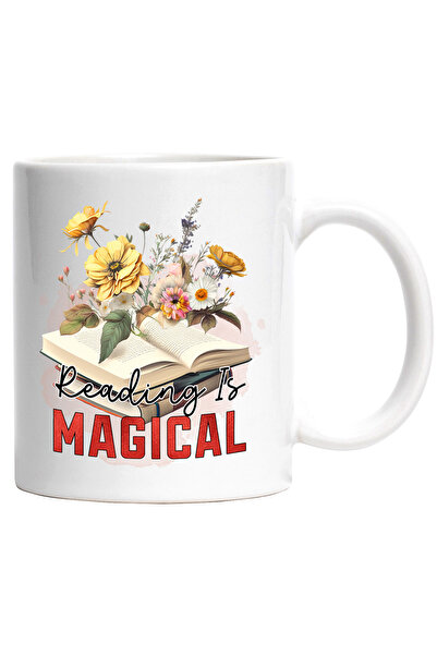 StoryGift Romania Cana cu mesajul "Reading is magical", carte, ilustratie, literatura, citi, magie, Cu Maner Alb