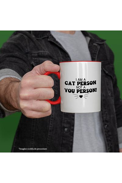 StoryGift Romania Mug for those who love cats and who put them first with Red Handle, With M,STG.