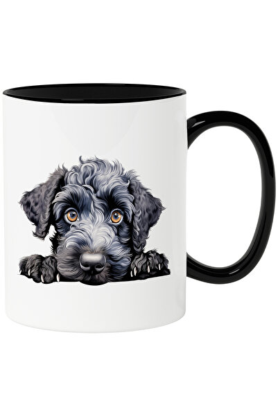 StoryGift Romania Cana cu un caine negru | ilustratie | privire cam trista | are nevoie de grija |, Cu Maner Negru