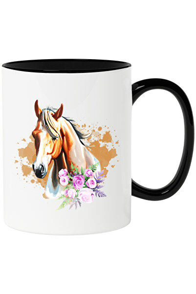 StoryGift Romania Cana cu un cal si cu flori roz, echitatie, calarit, animal,...