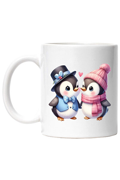 StoryGift Romania Cana cu 2 pinguini, ilustratie, inimioara, bucurie, prieten...