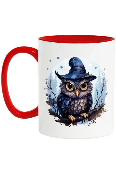 StoryGift Romania Cana cu o bufnita cu privire malefica, ilustratie, palarie ...