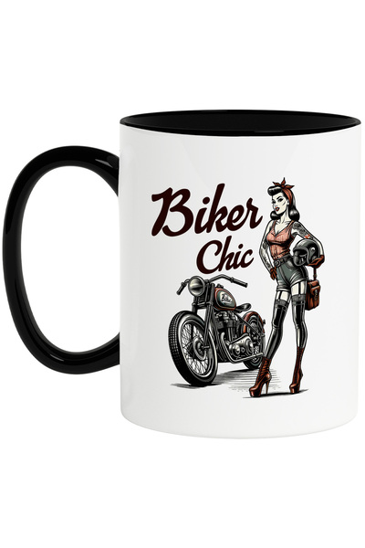 StoryGift Romania Cana cu mesajul "Biker chic", ilustratie, stil retro, vechi...