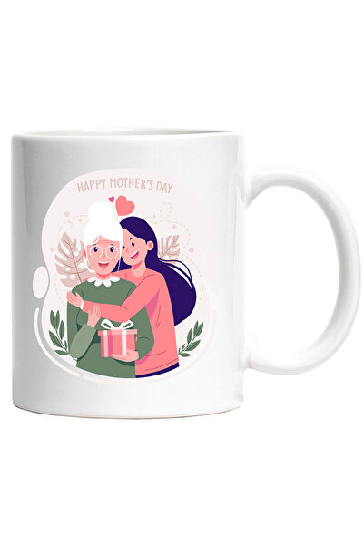 StoryGift Romania Cana Cu Mesaj In Engleza Happy Mother's Day, Inimi, Parinte, Mama, Fiica, Multic, Cu Maner Alb