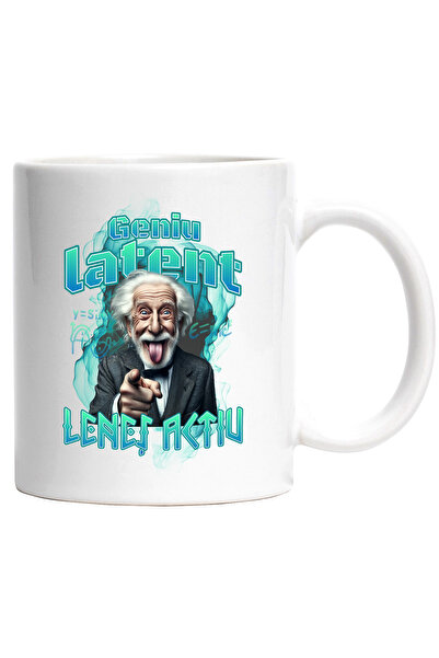 StoryGift Romania Cana geniu latent lenes activ, matematica, haios, 330ml, Ceramic cu Maner Alb, Cu Maner Alb