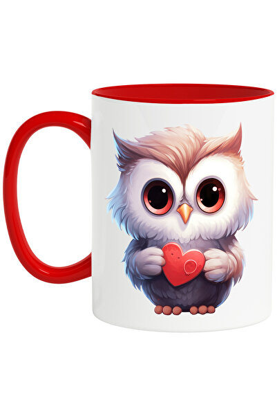 StoryGift Romania Cana cu o bufnita micuta care tine o inima in brate | ilust...