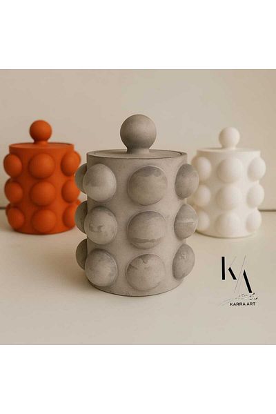 KARRA Concrete Jar - Bubble and Candle Holder Spoon Holder Set