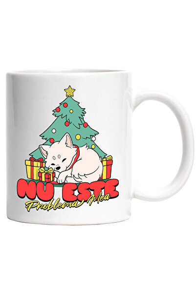 StoryGift Romania Cana cu Caine Dormind Langa brad Cadouri Colorate Text Nu E...