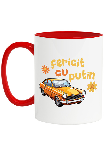 StoryGift Romania Cana fericit cu putin masina clasica vintige, 330ml, Cerami...