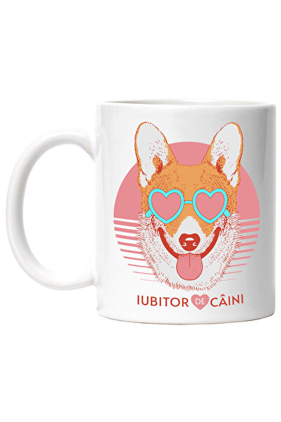 StoryGift Romania Cana Caine cu ochelarii forma inima si limba scoasa, 330ml,...