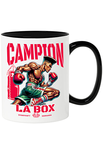 StoryGift Romania Cana Baiat cu manusi de box campion la box, 330ml, Ceramica...