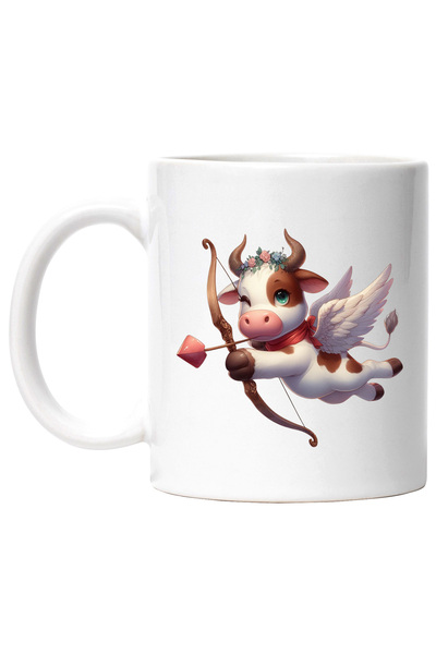 StoryGift Romania Cana cu o vacuta Cupidon, ilustratie, trage cu arcul, indra...