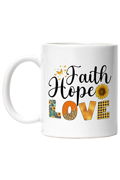 StoryGift Romania Cana cu mesajul "Faith, hope, love", ilustratie, motivation...