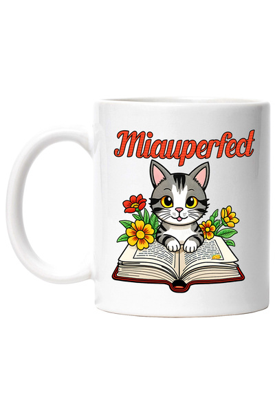 StoryGift Romania Cana Pisica cu carte deschisa educatie citit, 330ml, Cerami...