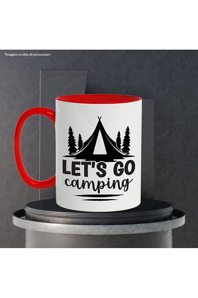 StoryGift Romania Mug with a tent and fir trees for those who love to go camping with Ro, Cu, STG handle