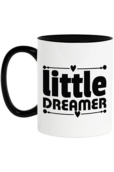 StoryGift Romania Cana cu inimioare si textul "Little dreamer" - micut visator copilarie bebelus c, Cu Maner Negru