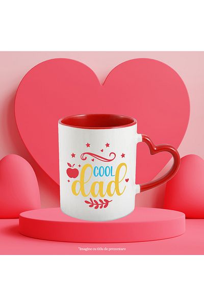 StoryGift Romania Mug with stars for a crafty dad with Red Heart Handle, With Red Heart Handle STG,STG