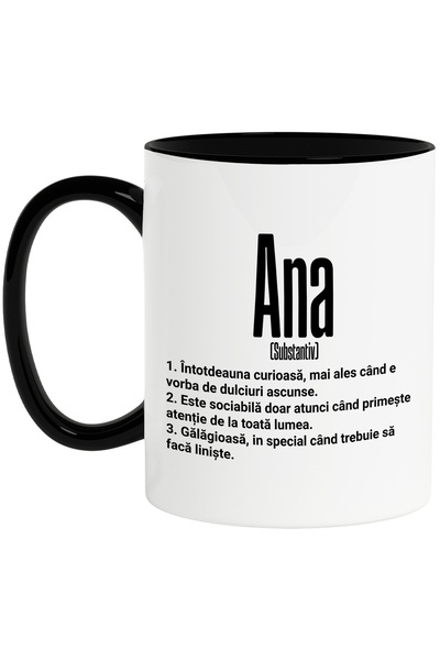 StoryGift Romania Cana Cu Numele Ana, si Mesaj Amuzant, Curioasa, Sociabila, ...