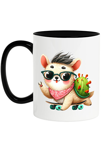 StoryGift Romania Cana cu un animalut care se da cu skateboard-ul, ilustratie...