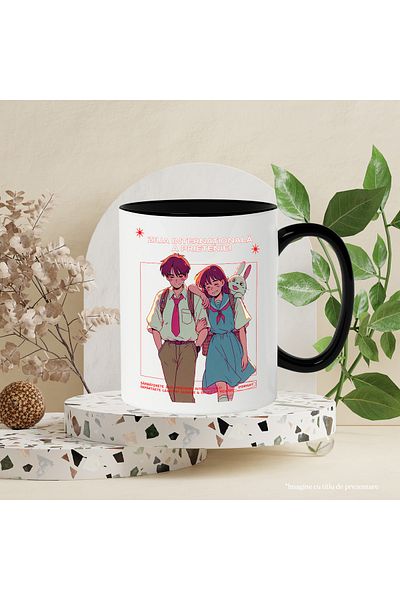 StoryGift Romania Cana Ziua Internationala A Prieteniei Iubire Familie, 330ml, Ceramica Cu Maner N, Cu Maner Negru Stg