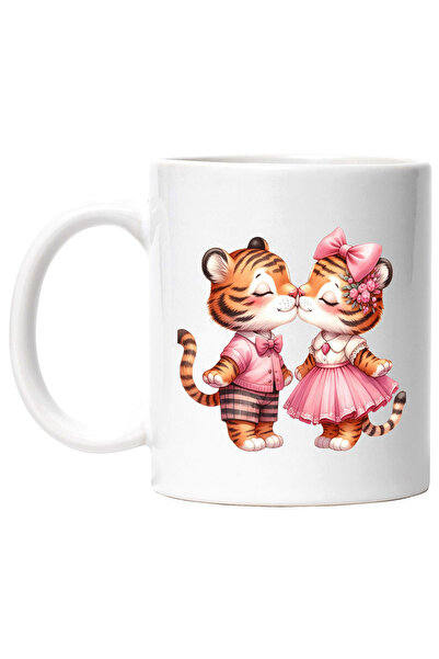 StoryGift Romania Cana cu 2 pui de leu care se saruta, ilustratie, funda, flo...