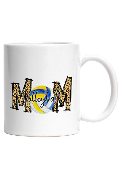 StoryGift Romania Cana cu mesajul "Volleyball Mom", minge de volei, mama, ilustratie, sport, afect, Cu Maner Alb