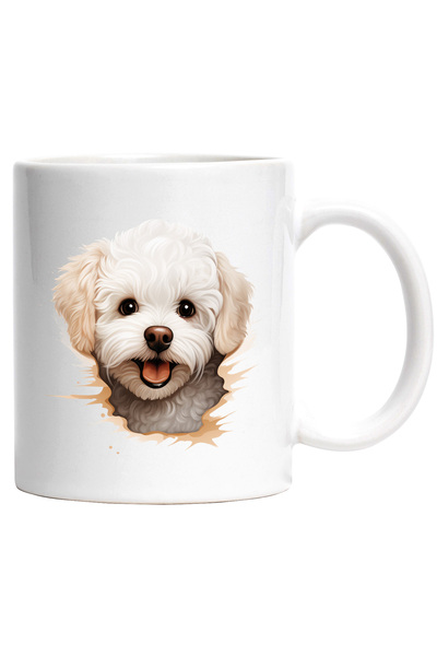 StoryGift Romania Cana cu un catel alb bucuros | ilustratie | scoate capul pr...