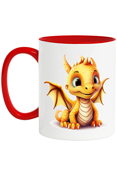 StoryGift Romania Cana cu un pui de dragon portocaliu, ilustratie, anul drago...