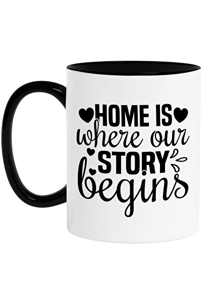 StoryGift Romania Cana cu inimioare si mesajul "Home is where our story begin...