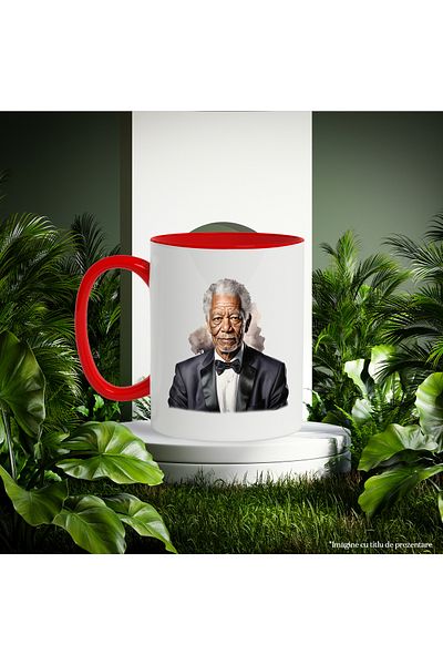 StoryGift Romania Mug With Morgan Freeman, Actor, Celebrity, Movie, Multicolor 330 ml, Ceramic with, With ,STG