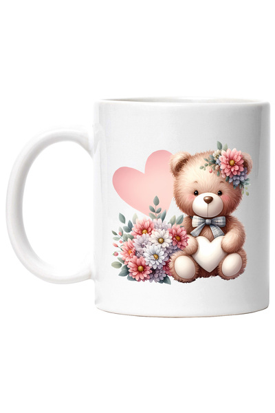 StoryGift Romania Cana cu un ursulet de plus care tine o inimioara, ilustrati...