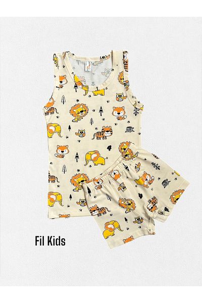 elmas kids Σετ μπόξερ εσώρουχο μπεζ για αγόρια 100% βαμβακερά ζώα με μοτίβο σαφάρι με ραμμένο δίχτυ