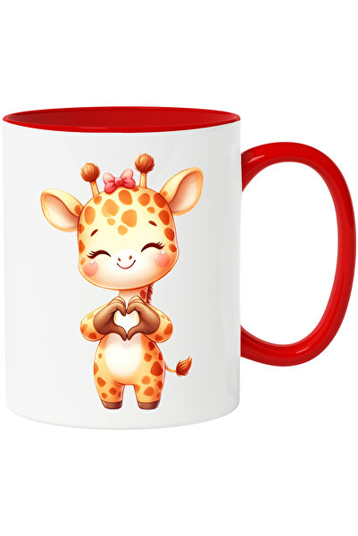 StoryGift Romania Cana cu o girafa care face un semn in forma de inima cu mai...