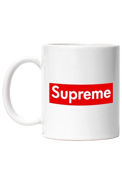 StoryGift Romania Cana cu Mesaj In Limba Engleza Lux Fashion Trend Rosu Text Supreme, Ceramica, 33, Cu Maner Alb