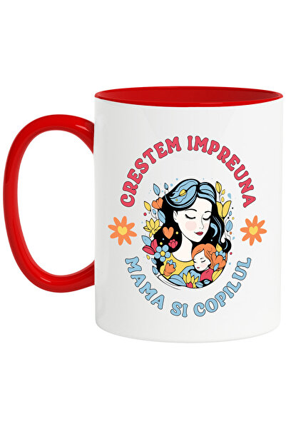 StoryGift Romania Cana cu Femeie si Fata Flori Colorate Crestem Impreuna Mama...
