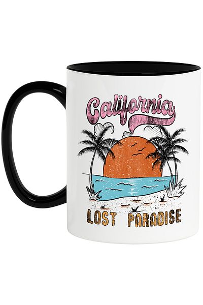 StoryGift Romania Mug with the message "California lost paradise", summer, vacation, relaxation, holiday, and, With ,STG