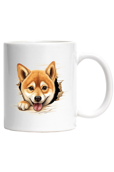 StoryGift Romania Cana cu un catel Akita Inu care scoate capul printr-o gaura...