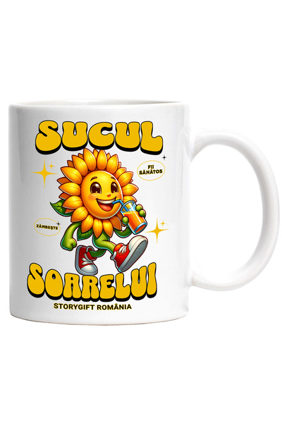 StoryGift Romania Cana Sucul soarelui! floarea soarelui natura , 330ml, Ceram...