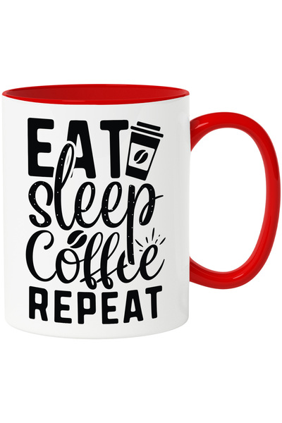 StoryGift Romania Mug with the message "Eat sleep, coffee, repeat" - eat slee...