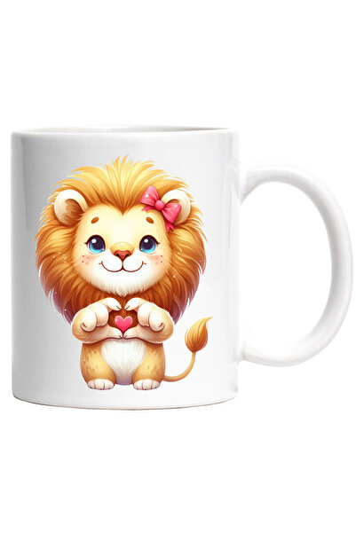 StoryGift Romania Cana cu un pui de leu care face un semn in forma de inima |...